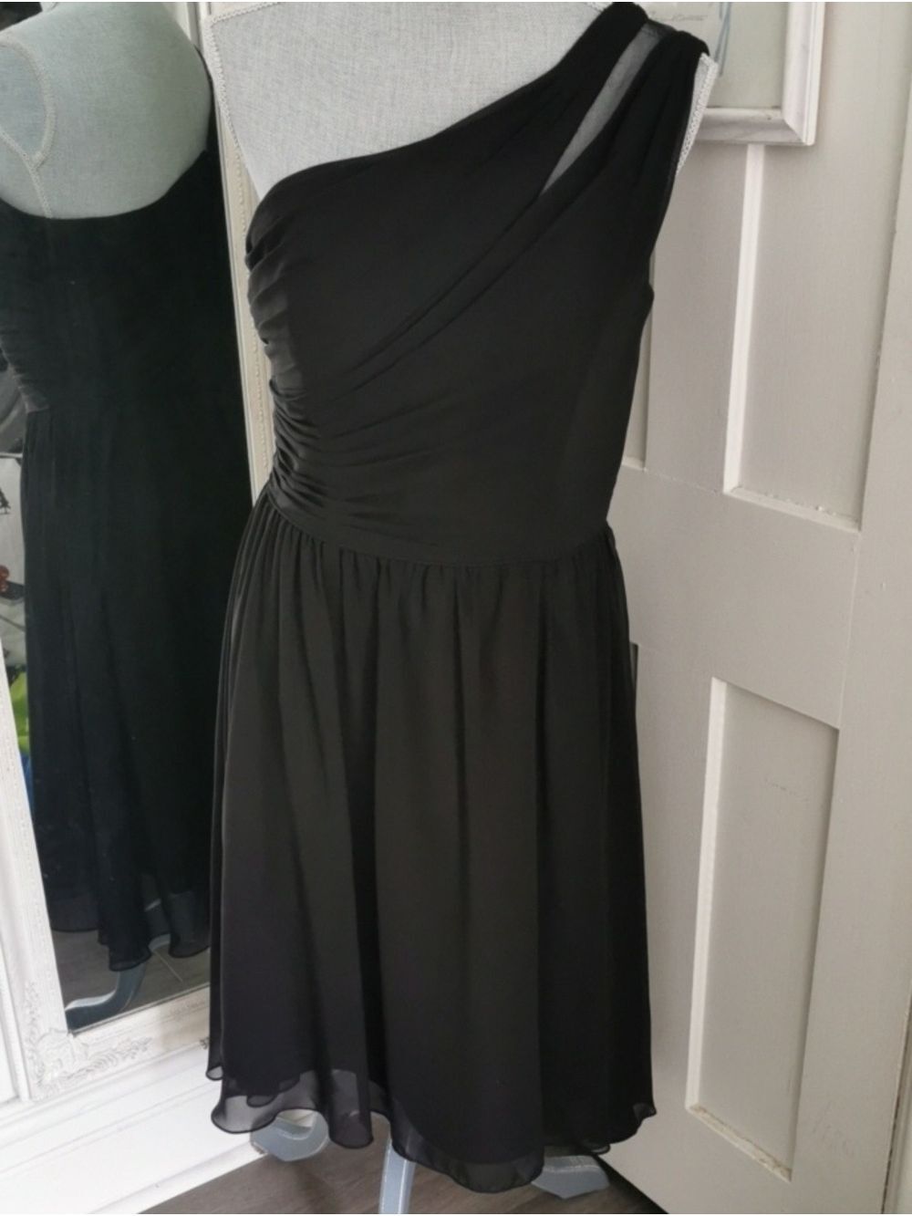 Alfred Angelo One Shoulder Formal Cocktail  Prom Bridal Black Dress. Size 10